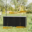 270 Gallon Waterproof Large Resin Deck Box Indoor/Outdoor Lockable Storage Container and Seating for Garden, Pool, and Patio (270 Gallon, Black) by GreenHaven Gardens
