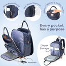 RUVALINO Diaper Bag Backpack, Multifunction Travel Back Pack Maternity Baby Changing Bags, Diaper Changing Totes, Waterproof and Stylish, Navy Blue by TinyTreasures Baby Boutique