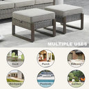 Outdoor Ottoman Wicker Patio Footrest - 2 Piece Wicker Footrest Footstools Set with Sturdy Frame,All-Weather PE Wicker, Thick Cushions for Deck Porch Garden(Mixed Grey/Grey) by CozyNest Decor