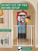 29.5-40.5" Baby Gate for Stairs, Dog Gate for Doorways, Walk Thru Auto Close Metal Baby Safety Gate for The House, Stairs and Doorways, Child Gate Pressure Mounted, Pet Gate for Dog Indoor - White by TinyTreasures Baby Boutique