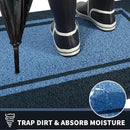 PURRUGS Dirt Trapping Door Mat 20" x 32", Non-Slip/Skid Machine Washable Entryway Rug, Shoes Scraper, Area Rug, Super Absorbent Welcome Mat for Muddy Wet Shoes and Paws, Light Blue & Navy by CozyNest Decor