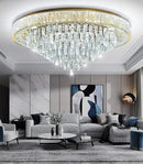 Modern Crystal Large Chandeliers LED Dimmable Flush Mount Ceiling Chandeliers for Living Room High Ceiling Entrance Foyer Bedroom by CozyNest Decor