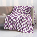 LOMAO Throw Blankets Flannel Blanket with Checkerboard Grid Pattern Soft Throw Blanket for Couch, Bed, Sofa Luxurious Warm and Cozy for All Seasons (Purple, 60"x80") by CozyNest Decor