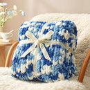 Amélie Home Chunky Knit Throw Blanket for Couch, Soft Chenille Crochet Blanket for Sofa, 50"x60", Space-Dyed Blue by CozyNest Decor