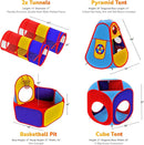 Playz 5pc Kids' Play Tents & Tunnels - Ball Pit for Toddlers, Basketball Hoop, Crawling Tubes, Pop-Up Playhouses, Baby Obstacle Course for Indoor or Outdoor Use by TinyTreasures Baby Boutique
