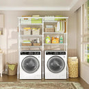 Ulif U13 Over Washer and Dryer Storage Shelves, 6 Tiers Laundry Room Standing Shelf with 2 Hanger Rods, Space Saver Clothes Drying Rack, 63.4" W x 22" D x 77.4" H, White by CozyNest Decor