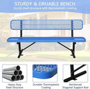 8FT Heavy Duty Park Bench with Back Portable Frame, Outdoor Steel Bench with Backrest, Outdoor Park Bench Expanded Metal Mesh Bench for Lawn, Park, Deck, Garden, Patio, Porch, Black (Blue, 8FT) by GreenHaven Gardens