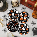 Coaster for Drinks Set of 6, Halloween Ghost Pumpkins Bats Holiday Black Absorbent Round Ceramic Stone Mat, with Cork Base and Metal Holder, Gift for Housewarming Room Bar Decor by CozyNest Decor