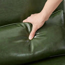 Glitzhome Mid Century Hunter Green Accent Armchair, Single Reading Armchair PU Leather Lounge Chair with Walnut Ruberwood Frame by CozyNest Decor