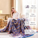 Boho Blanket, 100% Cotton Farmhouse Decorative Throw Blanket, 60"x80" Reversible Bohemian Throw Blanket, Purple All Season Muslin Breathable Woven Blankets Quilt by CozyNest Decor