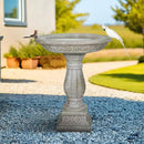 SunJet 23.8 Inch High Concrete Bird Bath with Carved Pedestal – Birdbath Sturdy & Elegant Design, Stone-Like Texture, Attracts Birds and Enhances Garden, Patio, Yard, Lawn Decor by GreenHaven Gardens