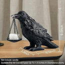 Raven Gothic Home Decor Fake Crow Light Holder Raven Lamp Tealight Candle Holder Resin Raven Statue Wearing Silver 2PCS by CozyNest Decor