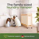 Laundry Sorter with 4 Sections beige, Hamper with Removable Cotton Bags & Wheels – Perfect Laundry Organizer - Eco-Friendly Rolling Laundry Basket – Durable Bamboo and Stylish Design by CozyNest Decor