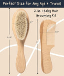 Baby Hair Brush & Comb Set, Wood Hair Brush with Soft Goat Bristles and Comb, Newborn Infant & Toddler for Cradle Cap by TinyTreasures Baby Boutique