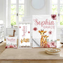 Custom Crib Bedding Set - Giraffe Design Personalized Name Baby Nursery Bed 3 Pcs Set - Chic Soft Blanket with Dotted Backing, Sheet, Pillowcase for Newborn Girls Boys Gifts Color20 by TinyTreasures Baby Boutique