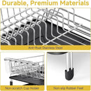 Dish Drying Rack, Expandable Stainless Steel Dish Rack with Drainboard Set Kitchen Sink Organizer for Counter, Large Capacity Kitchen Accessories, Smooth Water Flow by CozyNest Decor
