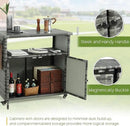 Wicker Outdoor Bar Cart - Gray Gradient Patio Console Storage Table Buffet Cabinet Serving Kitchen Cart with Wheels for Outside Backyard by CozyNest Decor