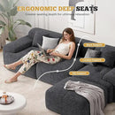 122" Modern L Shaped Modular Sectional Sofa, Boneless Couches for Living Room with Ottoman,4 Seater Convertible Chenille Cloud Couch Sofa Set, No Assembly Required, Grey-Black 1 PCS by CozyNest Decor