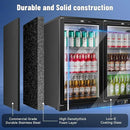 Tylza Back Bar Cooler With 3 Glass Doors, 312L Under Counter Back Bar Refrigerator with LED Lighting, Safety Locks, Counter Height Bar Beverage Cooler for Beer, Soda Drinks, Wine, Black by CozyNest Decor