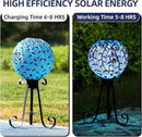 VOREEN Solar Gazing Ball, Mosaic Glass Gazing Globe with Solar Light, Waterproof Outdoor Yard Decoration Sphere for Homes, Patio, Lawn and Gardens, 10", Blue by GreenHaven Gardens