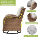 Outdoor Patio Swivel Rocker Chairs - 3 Piece Patio Bistro Set,Wicker Patio Furniture Set with 2 Swivel Rocking Chairs and 1 Glass Top Side Table for Deck Porch Garden,Yellow/Beige by GreenHaven Gardens