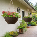 LA JOLIE MUSE Hanging Planters for Outdoor Plants, Large Outdoor Hanging Planters with Drain Holes Ash Brown, Honeycomb (13.2 Inch, Set of 2) by CozyNest Decor