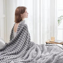 NEWCOSPLAY Super Soft Twin Blanket Light Grey Premium Silky Flannel Fleece 3D Ribbed Jacquard Lightweight Bed Blanket All Season Use (Light Grey Ribbed, Twin(60"x80")) by CozyNest Decor