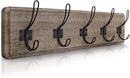 HBCY Creations Weathered Rustic Coat Rack Wall Mount with 5 Hooks, Solid Pine Wood 24 inch Wall Hooks for Entryway, Mudroom, Hallway, Bathroom - Vintage Farmhouse Style Wall Mounted Towel Rack by CozyNest Decor