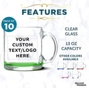 Custom Libbey Clear Glass Coffee Mugs 13 oz. Set of 10, Personalized Bulk Pack - Perfect for Coffee, Tea, Espresso, Hot Cocoa, Other Beverages - Green Bottom by TinyTreasures Baby Boutique