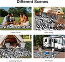 OLANLY Waterproof Outdoor Rug 8x10 ft, Reversible Outdoor Plastic Straw Rug with Leaf Pattern, RV Mat, Indoor Outdoor Carpet for Patio, Camping, Balcony, Deck, Backyard, Black & White by CozyNest Decor