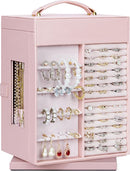 AKOZLIN 360° Rotating Jewelry Box 6-Tier Organizer Functional Jewelry Storage Case for Women Girls Ring Necklace Earring Bracelet Holder with Mirror Pink by TinyTreasures Baby Boutique