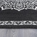 CAMILSON Indoor Outdoor Rug, 10x14 Medallion Black White Modern Area Rugs for Large Indoor and Outdoor Patios, Kitchen and Hallway Mats, Washable Porch Deck Outside Carpet (Medallion Black, 10 x 14) by GreenHaven Gardens