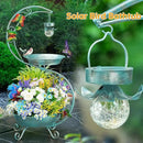 Bird Bath for Outside with Solar Lamp, 36" Birdbaths for Outdoors with Planter Flower Pot, Metal Bird Bath Bowl for Garden Yard Decor (All Blue Green) by GreenHaven Gardens