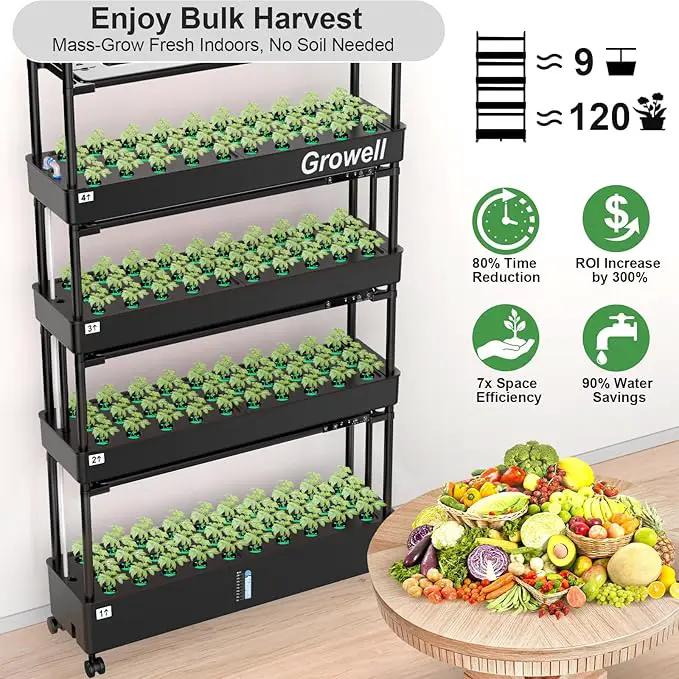 Growell Large Hydroponics Growing System Kit, 120 Pods Vertical Hydroponic Garden with 2 Light Modes Grow Light, Auto Circulating Water System, 48L Indoor Gardening System for Herb Vegetable Fruit, photo 2 of 8