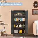 Black Metal Storage Cabinet, 48" Steel Cabinets for Home Office, Kitchen Pantry Storage Cabinet with Doors and 3 Adjustable Shelves, for Office, Home, Garage, School by CozyNest Decor