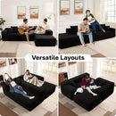 104" Cloud Sectional Couches for Living Room,L Shaped Boneless Couch in A Box,Sleeper Sofa with Comfy Chaise No Assembly Required,Black by CozyNest Decor