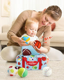 Vanmor Sensory Sports Balls for Babies 6-12M+, 6 Pack Machine Washable Plush Ball Set with Crinkle, Rattles, Squeaky Sounds, Toddler Learning Toys, Portable Travel Bag, Baby Shower Toy for Newborn by TinyTreasures Baby Boutique
