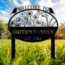 Custom Metal Flower Sign with Stakes - Personalized Garden Decor, Housewarming Gift - Large Yard Sign Plaque by CozyNest Decor