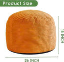 HIGOGOGO Round Stuffed Pouf Ottoman, Corduroy Poufs with Foam Chunk Filling, Furry and Fluffy Pouf Foot Stool Storage Ottoman, 26 X 18 Floor Poufs Foot Rest for Living Room, Orange by CozyNest Decor