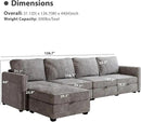 mestyl Modular Sectional Sofa Convertible L Shaped Sofa Couch Set with Storage for Living Room, Modern 4 Seater Modular Sectional Couch with Movable Ottoman (Grey) by CozyNest Decor