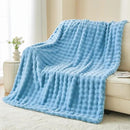 NEWCOSPLAY Faux Fur Throw Blanket Blue Bubble Blanket Thick Warm Soft for Couch Sofa Bed 550GSM (Blue, Throw(50"x60")) by CozyNest Decor