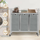 Laundry Hamper, Laundry Basket, Laundry Sorter with 3 Removable Bags, Clothes Basket with 3 Compartments, Wheels, Shelf for Laundry Room Bathroom Bedroom (3 Bags-Gray) by CozyNest Decor