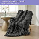 Bigacogo Chunky Knit Throw Blanket for Couch, 51x63 inches, 100% Hand Knitted with Thick Jumbo Chenille Yarn, Cozy Soft Large Rope Knot Cable Crochet Blankets for Sofa Bed Living Room, Dark Grey by CozyNest Decor