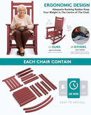 SERWALL Outdoor Rocking Chair Set of 2, HDPE Rocking Chairs for Adult, All Weather Porch Rockers for Lawn Garden, Crimson Red by GreenHaven Gardens