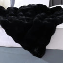 Black Fluffy Thick Fur Throw Blanket 50x60 for Bed Couch Office Chair Bunny Soft Blanket for Adults Gift Home Living Room Decorative Decor 860 GSM by CozyNest Decor