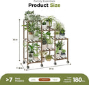 Bamworld Plant Stand with Wheels for Indoor Plants Wood Outdoor Tiered Shelf 3 Tire 7 Potted Ladder Plant Holder Table Pot Stand for Window Garden Balcony Patio Living Room (natureDL) by GreenHaven Gardens