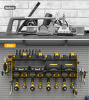 JUNNUJ Large Pegboard Power Tool Organizer with Charging Station, 8 Drills Driver and Tools Battery Holder Wall Mount with 8 Outlet Power Strip, Yellow 3-Layer Shop Garage Storage Utility Rack by GreenHaven Gardens