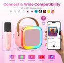 Karaoke Machine for Kids Adults, Portable Bluetooth Mini Karaoke Microphone Singing Speaker with 2 Mic and Light,Toys for All Smartphones,Birthday, Family,Home Party (Pink) by TinyTreasures Baby Boutique