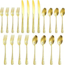 Floral 20 Pcs Gold Silverware Set for 4, Food Grade Stainless Steel Flatware Set with Rose Flower Embossed Design, Eating Utensils Sets Include Fork/Knife/Spoon, Reusable Cutlery Set, Dishwasher Safe by CozyNest Decor