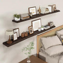 Axeman 72 inch Extra Long Floating Shelves for Wall - 8'' D Live Edge Rustic Solid Elm Wood Floating Shelves Wall Mounted, Wall Shelves with Invisible Bracket for Living Room Bedroom Kitchen, Walnut by CozyNest Decor